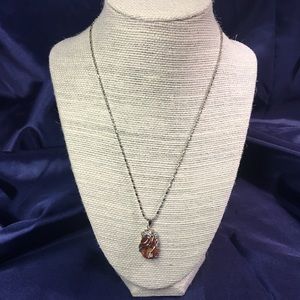 Orange and crystal pendant necklace